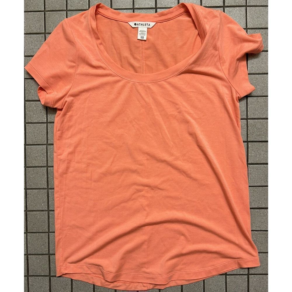 Athleta Breezy Tee Womens XXS Peach Scoop V Neck Short Sleeve